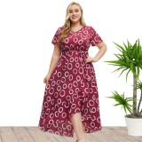 Plus Size Women's Summer Short Sleeve Maxi Dress