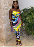 Trendy Wrap-Breast Tie-Dye Print Dress