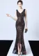 Evening dress female v-neck sexy night show party dress dinner dress
