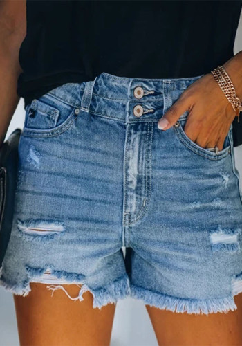 Calça feminina jeans cintura alta rasgada quatro cores jeans feminina