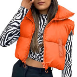 Cotton Padded Vest Clothing Autumn And Winter Stand Collar Short Casual Warm Vest Zipper Trend Vest