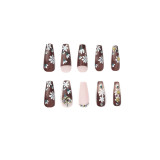 Manicure Flower Rhinestones Press On Nails False Nail Designer Faux Ongles Artificial Nails