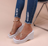 Platform Open Toe Rivet Sandals One-Line Fashion Outdoor Wear Casual Women'S Sandals Plus Size Women'S Shoes