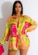 Women'S Fashion Spring Ladies Casual Long Sleeve Shirt And Shorts Two-Piece Set