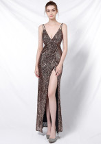 Sequined Mermaid Dress Straps Formal Party Evening Dress