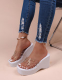 Platform Open Toe Rivet Sandals One-Line Fashion Outdoor Wear Casual Women'S Sandals Plus Size Women'S Shoes