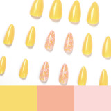 Manikür Yama Aşınma Tırnak Sarı Toz Floret Tırnak Etiket Çiviler Üzerinde Basın Yanlış Tırnak Tasarımcı Ayrılabilir Sahte Ongles Yapay Çiviler