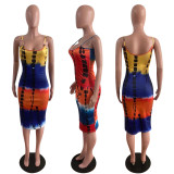 Ladies Fashion Casual Print Strap Dress
