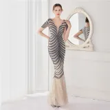 Plus Size Women Sequined Formal Party Maxi Evening Dress