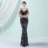 Plus Size Women Sequined Formal Party Maxi Evening Dress
