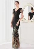 Plus Size Women Sequined Formal Party Maxi Evening Dress