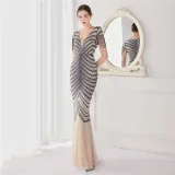 Plus Size Women Sequined Formal Party Maxi Evening Dress