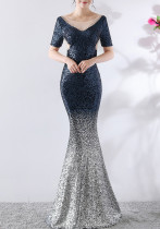 Elegantes, schlankes, formelles Party-Maxi-Meerjungfrau-Abendkleid für Frauen