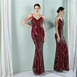 Plus Size Women Sequined Formal Party Maxi Evening Dress