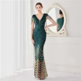 Plus Size Women Sequined Formal Party Maxi Evening Dress