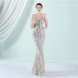 Plus Size Women Sequined Formal Party Maxi Evening Dress