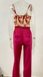 Women Spring Summer Fashion Print Top and Pant Two-Piece Set