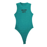 Women Tassel Print Sleeveless Bodysuit and Tassel Shorts Two-Piece Set