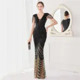 Plus Size Women Sequined Formal Party Maxi Evening Dress