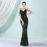 Plus Size Women Sequined Formal Party Maxi Evening Dress