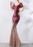Women Elegant Slim Formal Party Maxi Mermaid Evening Dress