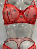 Bikini Set Polka Dot See-Through Bra Underwired Sexy Lingerie