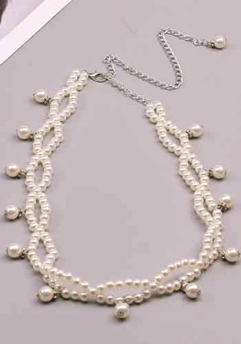 Women Pearl Belt Simple Pearl Tassel Pendant Decoration Belt