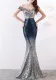 Gradient Sequin Sexy Evening Dress Fashion Formal Party Chic Long Slim Mermaid Dress