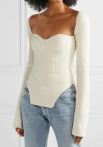 Spring and Autumn Sexy Elastic Strapless Scheming Basic Knitting Shirt Sweater