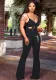 Women's Sexy Solid Letter Print Bell Bottom Jumpsuit