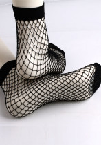 Medias de red cortas para mujer, medias negras sexis de otoño, calcetines huecos de malla, medias de red finas de tubo medio
