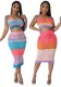 Women's Clothing Fashionable Multi-Color Colorblock Braided Beach Dress Two-Piece Set