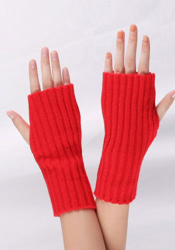 Guanti lunghi con manica a mezzo dito in lana acrilica