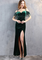 Vestido de noche de sirena para mujer, elegante, de gama alta, para fiesta Formal, reunión anual, elegante vestido de terciopelo