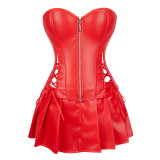 Women's Leather Hollow Corset One-Piece Palace Corset Three-Piece