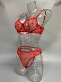 Bikini Set Polka Dot See-Through Bra Underwired Sexy Lingerie
