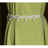 Women Pearl Belt Simple Pearl Tassel Pendant Decoration Belt