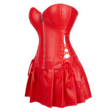 Women's Leather Hollow Corset One-Piece Palace Corset Three-Piece