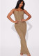 Women's Fashion Solid Color Pleated Straps Long Dress
