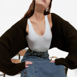 Women's Spring Fashion Chic Cropped Sweater Long Sleeve Knitting Cardigan Jacket