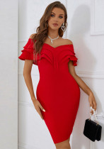 Vestido ajustado con hombros descubiertos y fiesta High Sense de The Red Dress