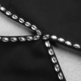 Schwarzes Abendkleid mit Puffärmeln und niedrigem Rücken Langes Partykleid