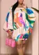 Sexy Off Shoulder Print Puff Sleeves Loose Dress