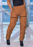 Pantalones cargo casuales con bolsillo con cremallera para mujer