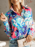 Karriere-Frauen-Bluse Frühling und Herbst Langarm-schickes elegantes Digitaldruck-Shirt