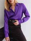 Karriere-Frauen-Bluse, einfarbig, locker, schick, elegant, langärmlig