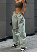 Lässige Cargohose mit Kordelzug in der Taille Damen Street Fashion Trend Damen Einfache lose Hose