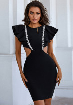 Spring Reception Haute Couture Tight Fitting Dress Ruffled Sleeve Dress Women's Dress Bandage Dress