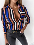 Damen Shirt Regular Digital Printing Bluse Frühling Herbst Chic Langarm Shirt