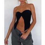 Women's Fashion Sexy Solid Knot Strapless Low Back Top